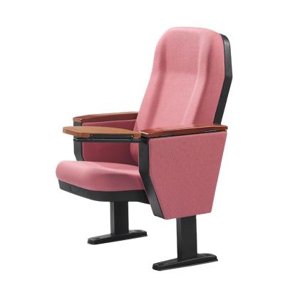 China Modern Pink Folds Standard Size Auditorium Metal Church Seat University Government Lecture Hall Chair With Notepad for sale