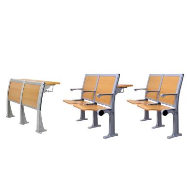 China Modern Student Furniture Fold College Ladder Hall Chairs Wooden Backrest 2 Seater School College Step Chairs With Armrest for sale