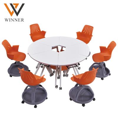 China Modern Folding Practicing Table Chairs Set Price Student Movable Collaborative Chair With Desk For Sale for sale