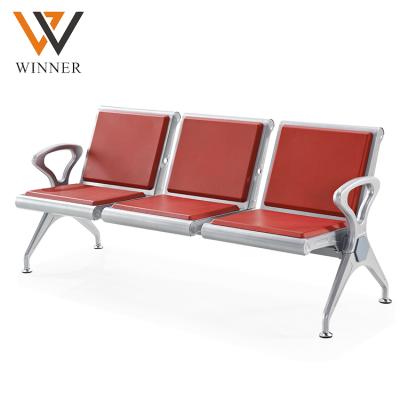 China Modern 3 seater metal benches for area bench waiting room seating link iron public airport three seater seating chair for sale