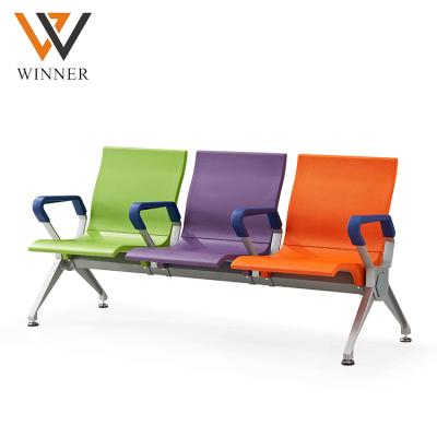 China Modern Airport Purple And Green Orange Airport Seating Link Waiting Chair 3 Seater PU Aluminum Foam Waiting Chairs for sale