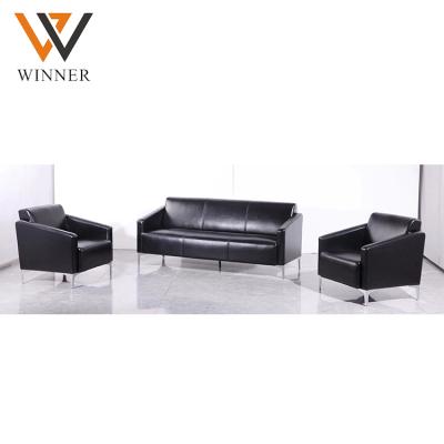 China Modular Black Commercial Leather Guest Sofa Office Reception Use Company Executive Leather Sofa for sale