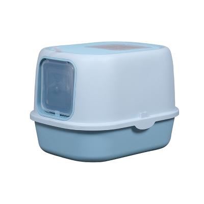 China Hot Sale High Quality Factory Direct Sale Polypropylene Large Easy To Clean Entry Cat Toilet With Spoon Top Cat Litter Box With Lid for sale