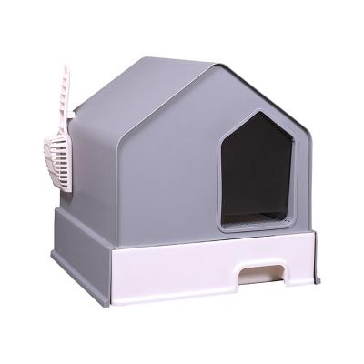 China Polypropylene Newcomer Large Space Plastic Semi Closed Cat Litter Box With Shovel Cat Toilet Sandbox Pet Products for sale