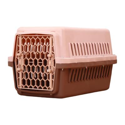 China Breathable Portable Travel Pet Cages Plastic Travel Crates Airline Approved Dog Carrier Shipping Box for sale