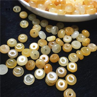 China DIY Jewelry Natural Stone Yellowstone Beads Flat Jade Jewelry Design Wholesale Suitable For DIY for sale