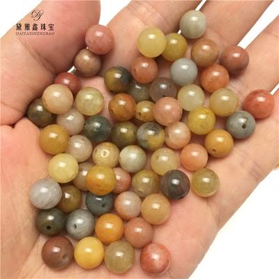 China Silk Loose Jade Pieces Bracelet Necklace Jewelry Making Jewelry Wholesale Natural Golden Jade Beads Colorful Stone Jade DIY for sale