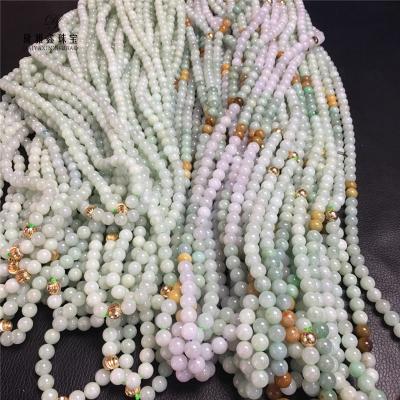 China Hot Selling Natural Stone Stone Bead Make Crafts Three-color DIY Necklace 7Mm Solid Color Jade Necklace for sale