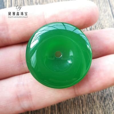 China DIY Ice Chalcedony Donut Green Jade Pendant Necklace Pendant Green Agate Donut Jewelry for sale