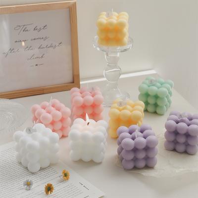 China Birthdays Ins Colorful New Soy Wax Aromatherapy Scent Scented Soy Cube Ball Custom Handmade Bubble Candle Luxury for sale