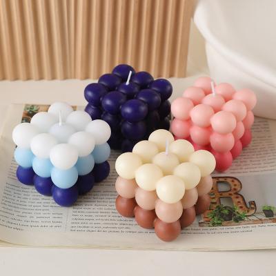 China Birthdays Ins Colorful New Soy Wax Aromatherapy Scent Scented Soy Cube Ball Custom Handmade Bubble Candle Luxury for sale