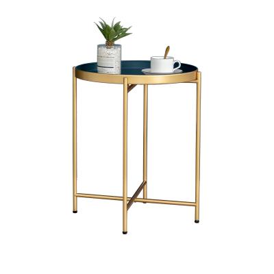 China Modern nightstands Small gold bedside table bedroom nightstand Nordic French gray round corner convertible table for sale