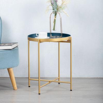 China Modern nightstands Small gold bedside table bedroom nightstand Nordic French gray round corner convertible table for sale