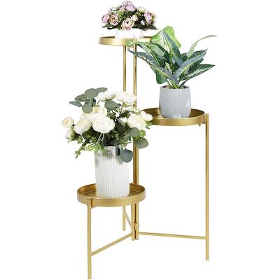 China Hot Selling Foldable Steel Metal Indoor Outdoor Plant Stands For Patio Plants Stand for sale