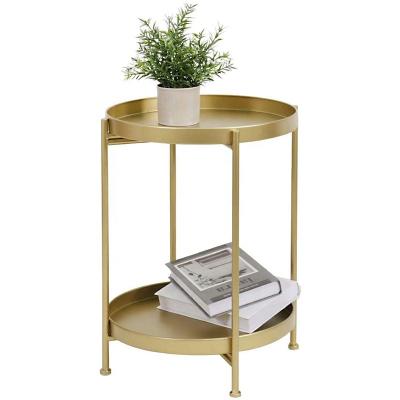 China Round Modern Small Foldable Side Table Cafe Table With Detachable Tray For Living Room Coffee Tables for sale