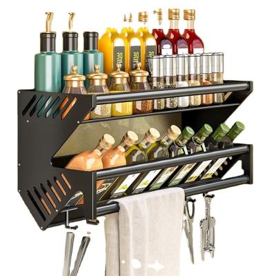 China 2023 Multi-Function Free Punching Rack Kitchen Wall Shelving Viable Household Wall Hanging Seasoning Ensures Comprehensive Storage for sale