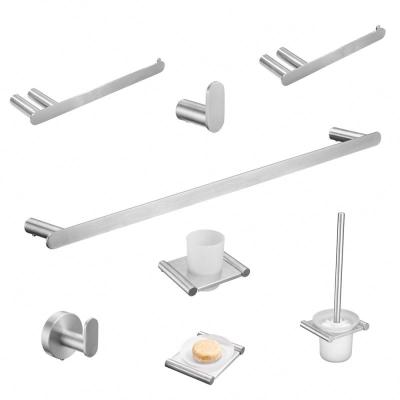 China Modern Stainless Steel 304 Brushed Finish Simple Design Bathroom Accessories 6 Set For Bathroom for sale