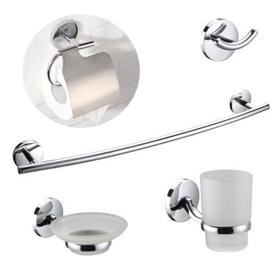 China Sustainable Classic Design Bath Accessories Set Wall Mounted Zinc Alloy Chrome Plated Round Hardware For Hotel Bathroom for sale