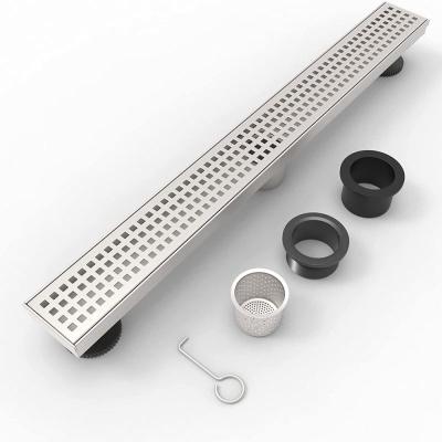 China 24 Inch Shower Drain Modern Linear Swept Rectangular Floor Drains With Accessories Square Hole Pattern Removable SUS304 Cover Grate for sale