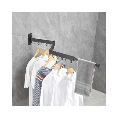 China Durable Home Space Saving Clothesline Retractable Laundry Drying Rack Wall Mount Cloth Hanger Folding Washing Lines for sale