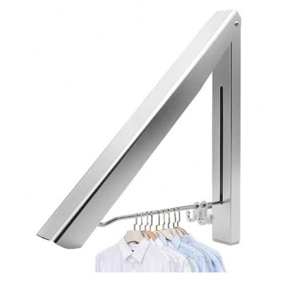 China Durable Retractable Clothes Racks Wall Mounted Folding Clothes Hanger Drying Rack Used For Storage Organizations Such for sale