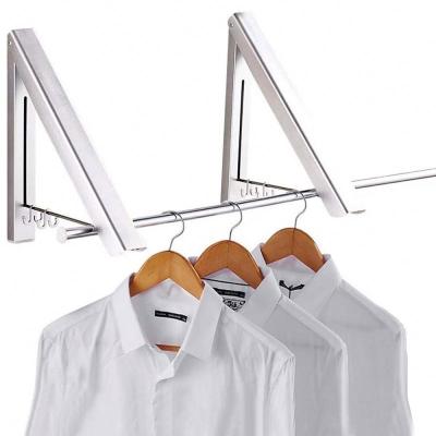 China Durable Retractable Clothes Racks Wall Mounted Folding Clothes Hanger Drying Rack Used For Storage Organizations Such for sale