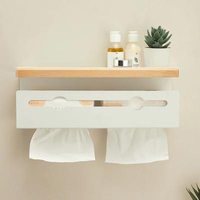 China Durable Convenient Wooden Tissue Box Toilet Paper Holder Tissue Dispenser Toilet Roll Toilet Paper Holder for sale