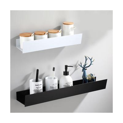 China New Design Premium Contemporary Metal Wall Space Bathroom Space Storage Wall Rack Shelf Backup Home and Kitchen for sale