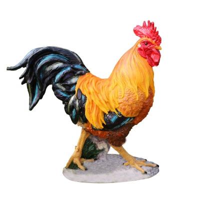 China Other Custom Chicken Figurine Lawn Fiberglass Rooster Sculpture Life Size Ornament Farm Animal Rooster Statue for sale