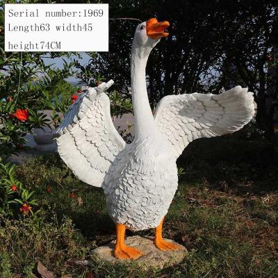 China Other Hot Selling 3D Life Size Custom Resin Goose Polyresin White Decor Cute Printed Duck Figurines Animal Sculpture For Garden for sale