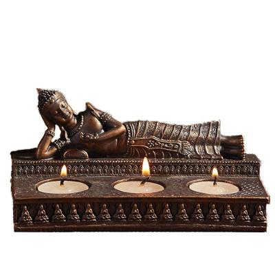 China Other Handmade Home Sculpture Buddha in Crafts Decor Resin Statue Figurine Buddha Candle Holder Form Gift Home Office Table Decor for sale