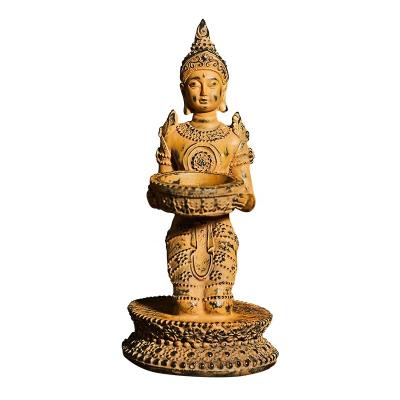 China Other Handmade Home Sculpture Buddha in Crafts Decor Resin Statue Figurine Buddha Candle Holder Form Gift Home Office Table Decor for sale