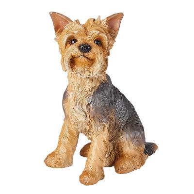 China Other Luxury Realistic Garden Decor Realistic Dog Statue Figurine Yorkie Dog Polyresin Ornament OEM Yorkshire Terrier Dog Figurine for sale