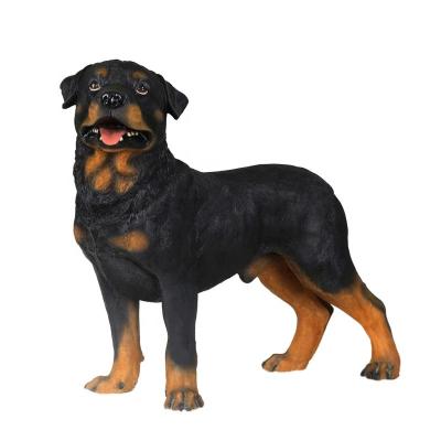 China OEM Outdoor Lawn Patio Resin Rottweiler Realistic Dog Figurine Rottweiler Other Animal Dog Statue For Garden Home Office Decor for sale