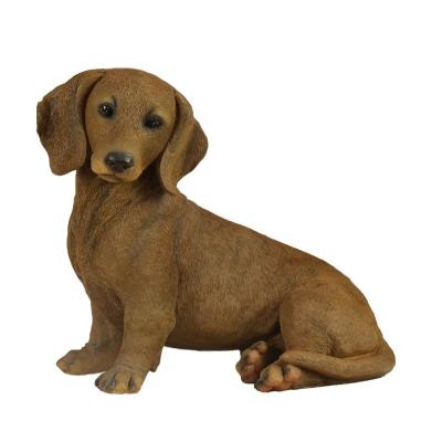 China Other OEM Brown Fiberglass Dachshund Dog Ornament Resin Wholesale Life Size Realistic Black Dog Statues Custom Design For Sale for sale