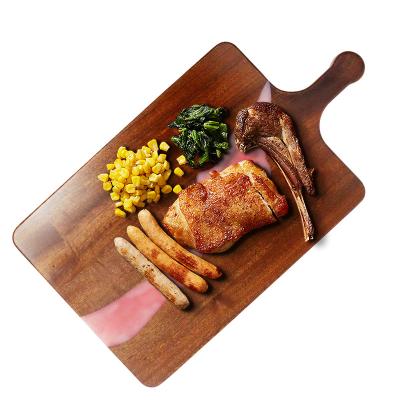 China TAOTAOJU Disposable Kitchen Supplies Wood Custom Resin Acacia Chopper Steak Board Splicing Cutting Board for sale