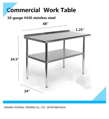 China 430 Stainless Steel Kitchen Restaurant Work Prep Table with Backsplash - 24