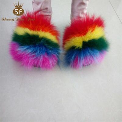 China Fluffy And Soft Large Sandals Fuzzy Cool Soft Slippers Wholesale Fluffy And Soft Chinese Factory Fox Fur Kids Slipper Children Fur Slide for sale