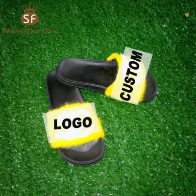 China New Fashion Trend Summer Fashion Custom Fur Shoes Sandal Mink Fur Slippers Fluffy Candy Color Women Slipper Slide for sale