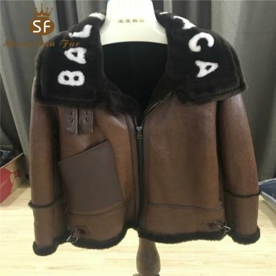 China 2022 winter real sale monogram real fur leather warm viable quality striped parka coat with custom logo for sale