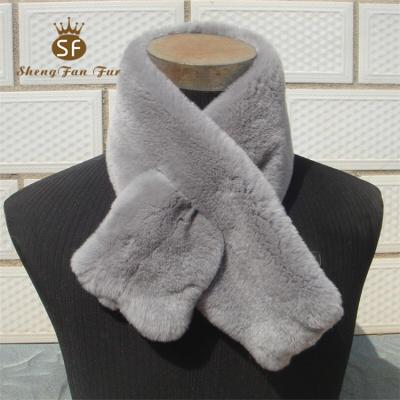 China Real Winter Rex Rabbit Fur Scarves New Fluffy Fur Lady Fluffy Leather Scarf wholesale with china manufacturer for sale