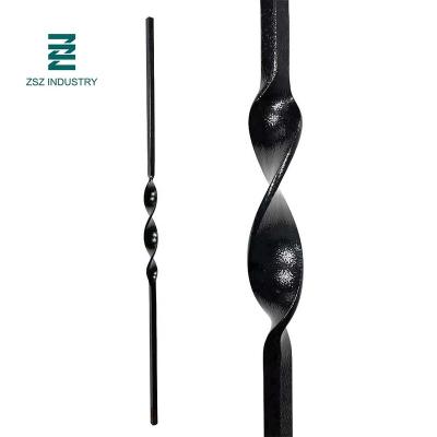 China Modern 12*12mm 847mm Length Balcony Fencing Black Metal Baluster Finish Twist Metal Stair Single Bold Axle With Bracket for sale