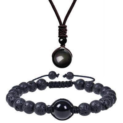 China Natural BOHEMIA Healing Crystals Necklace Tiger Eye Amethyst Lucky Blessing Chakra Protection Beads Stone Pendant For Women Men for sale