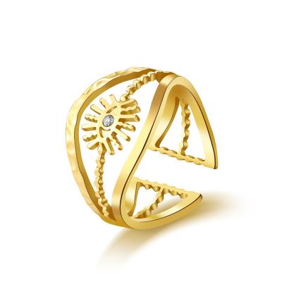 China FASHIONABLE Devil's Eye Titanium Steel Ring Plated 14k Gold Real Aperture Adjustable Exaggerated Ring for sale