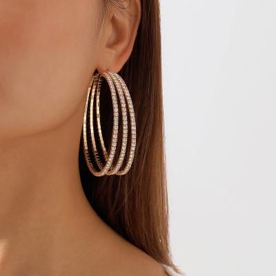 China TRENDY Gold Color Drop Size Exaggerated Big Earrings For Women Vintage Punk Geometric Metal Earrings Statement Jewelry Party Gifts for sale