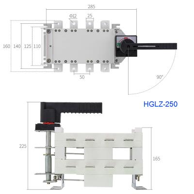 China Used AC HGLZ1-250/4 Dual Power Transfer Switch 250A Quadripole Manual Power Load Isolator Switch for sale