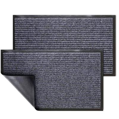 China Polyester PVC Rib Design Front Door Mat Washable Dustproof Water Entrance Absorbent Mat for sale