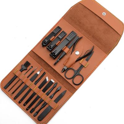 China Stainless Steel + Small Stainless Steel Hot Selling PU Leather 16 Pcs Manicure Set High Quality Portable Nail Leather Cutter Wholesale Ready To Ship for sale