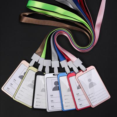 China Credit Card Badge Holder Name Tag Aluminum Alloy ID Cards Case with Detachable Neck Lanyard for School Business Office for sale