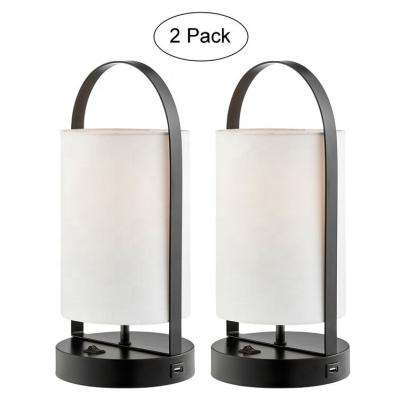 China Traditional 2PK with USB and Accept E26/E27 Lamp Holder Metal Table Lamps for sale